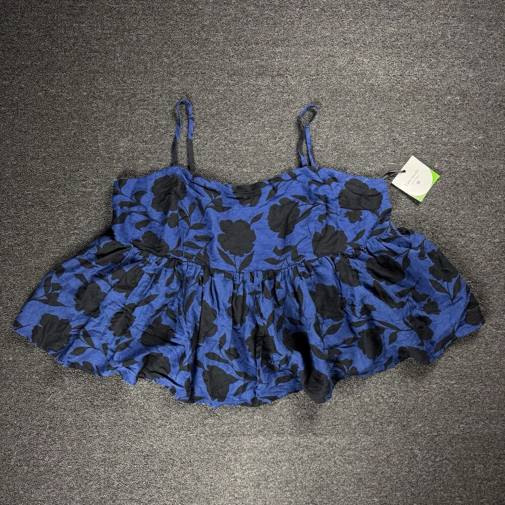 NWT Kate Spade Classic Rose Linen Baby Doll Tank Top x Target Blue Black Size 4X